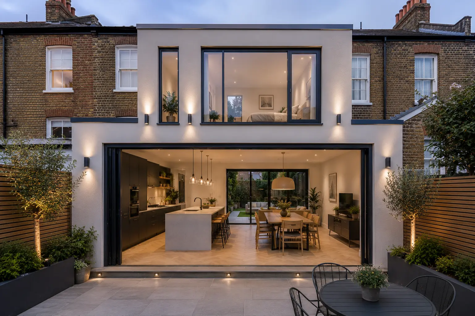 Double-storey rear extension in Hounslow adding ground-floor space and an extra bedroom