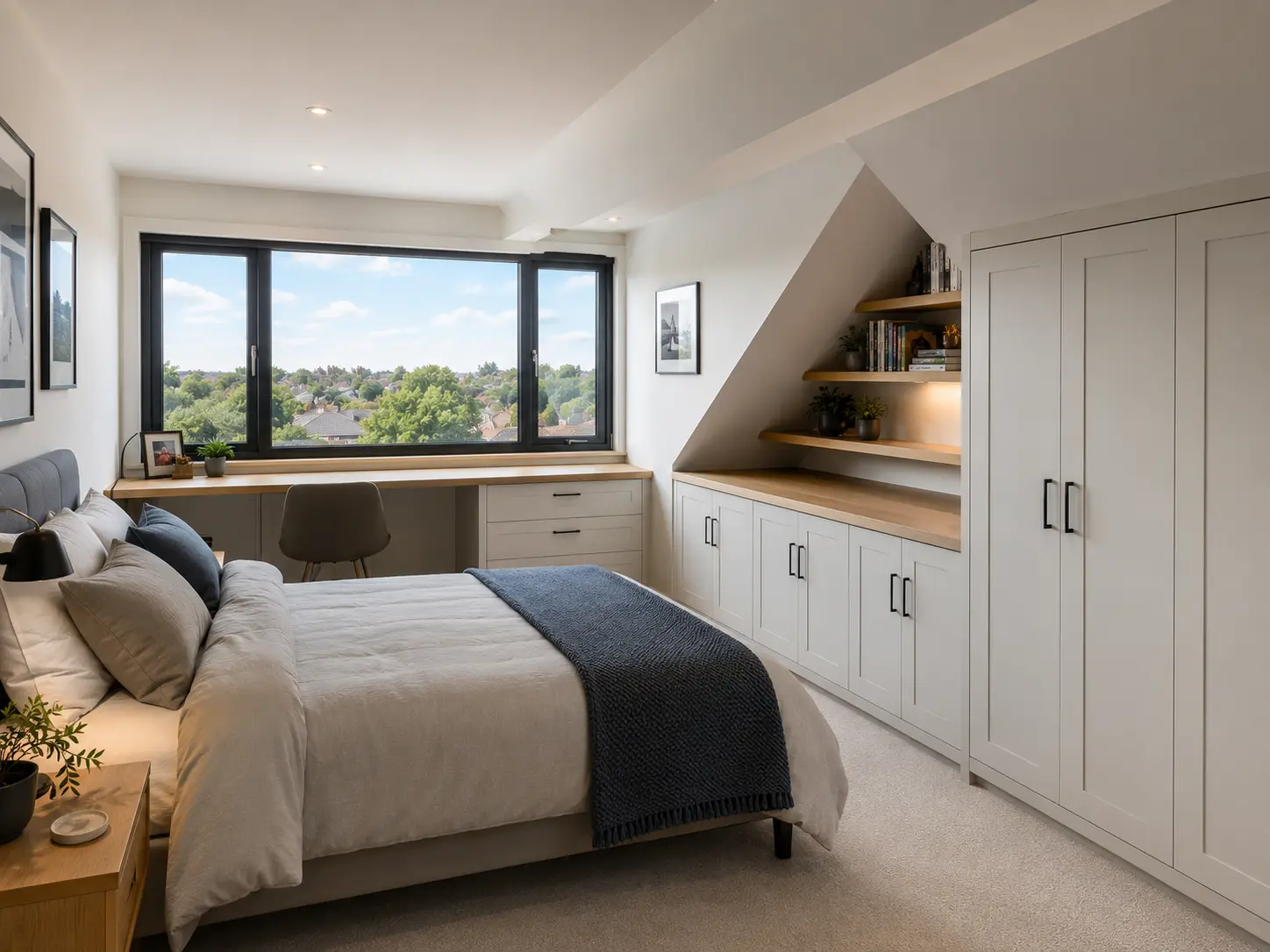 Built-in eaves storage in an L-shaped dormer loft conversion in Brockley