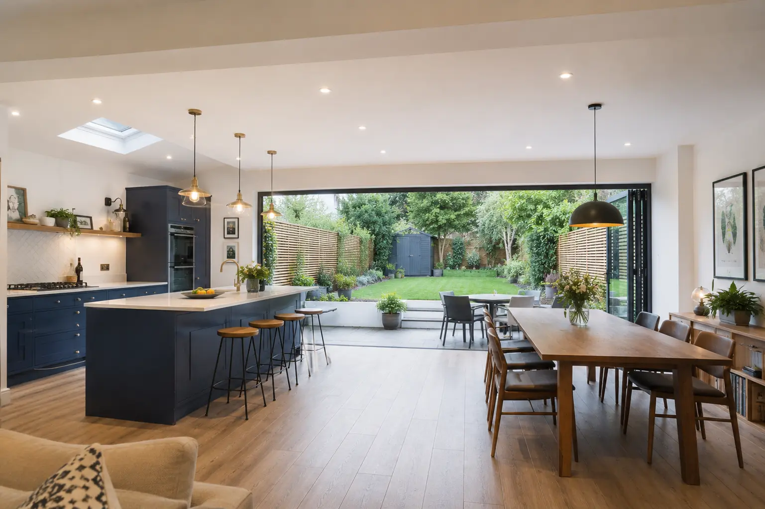 Rear kitchen extension in Muswell Hill creating an open-plan kitchen and dining room