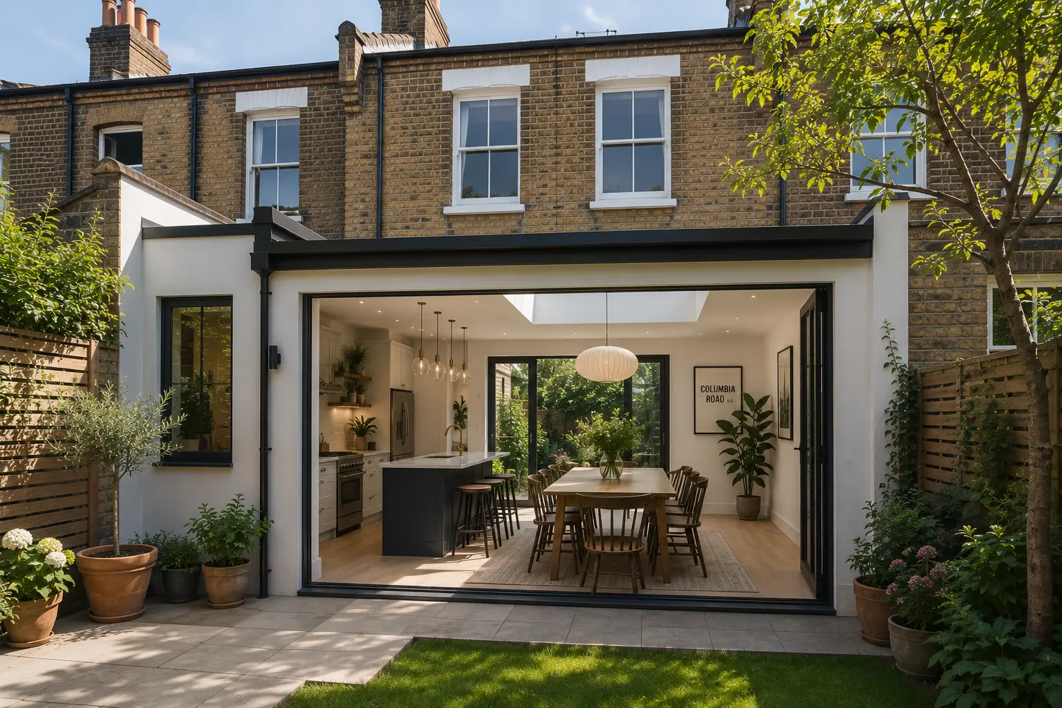 Victorian terrace house in London with a spacious dining area added by a side-return extension