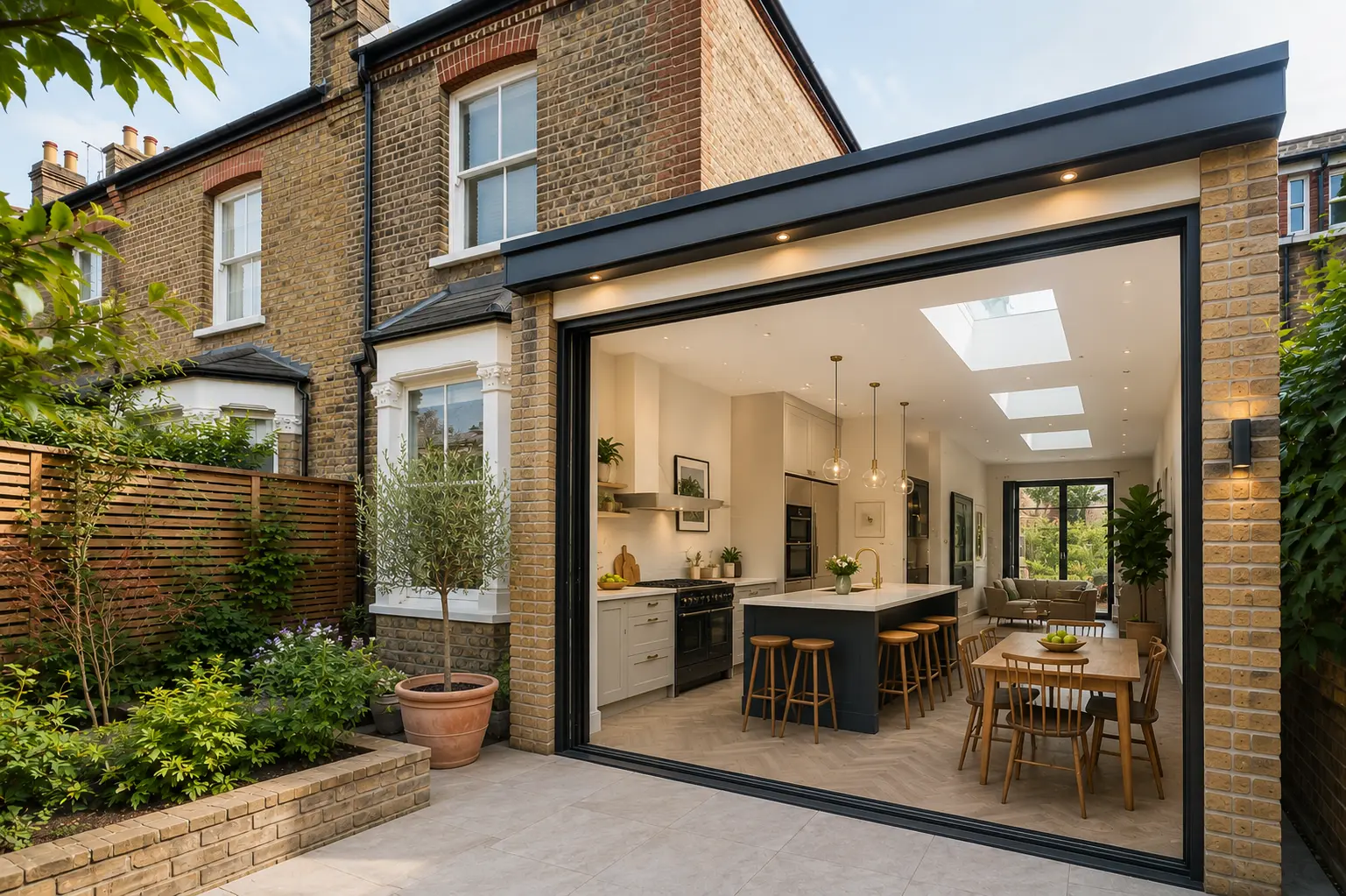 Wimbledon side return kitchen extension with rooflights and open-plan layout