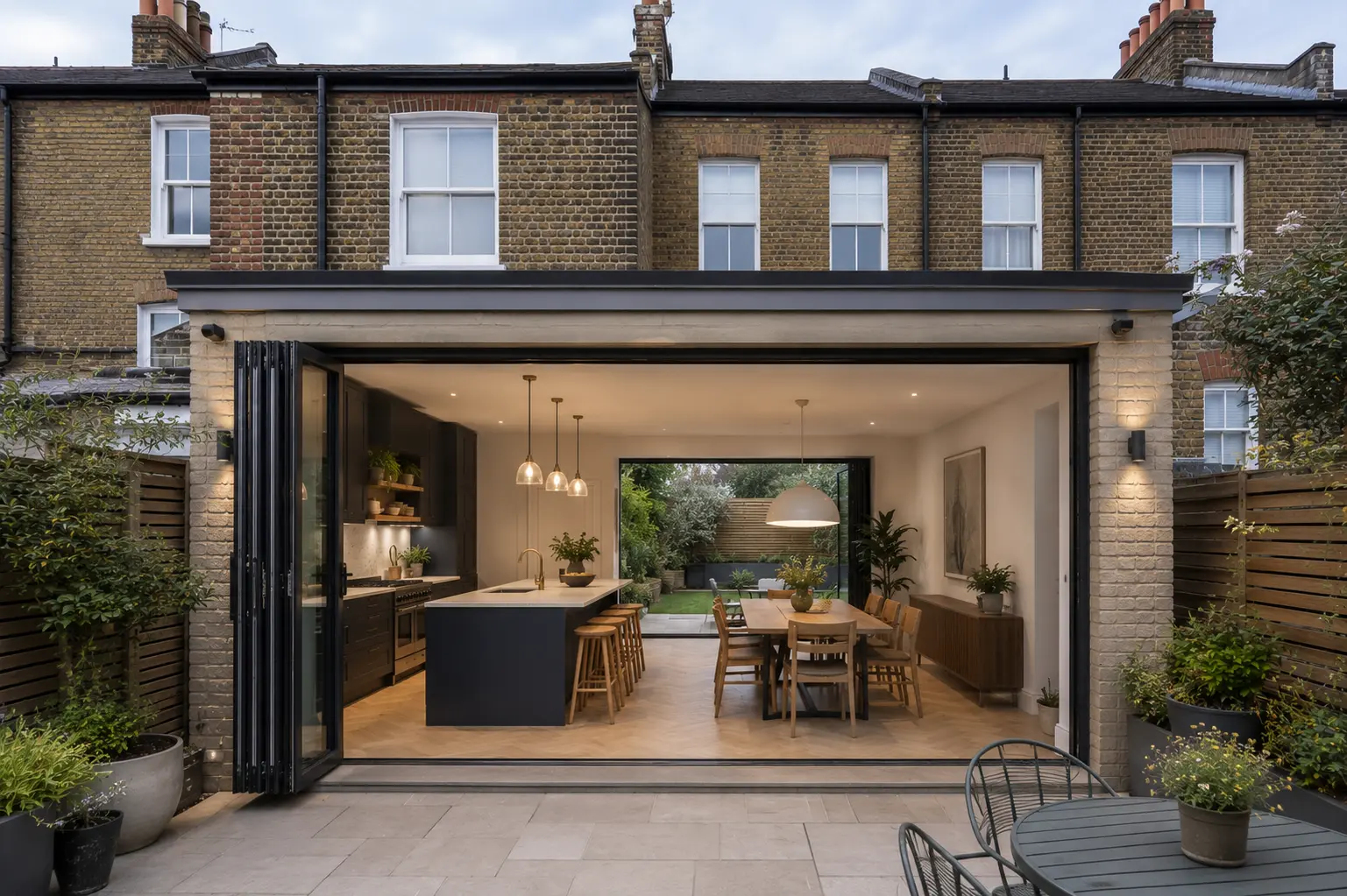 Single-storey rear extension in Ealing opening onto the garden with sliding doors