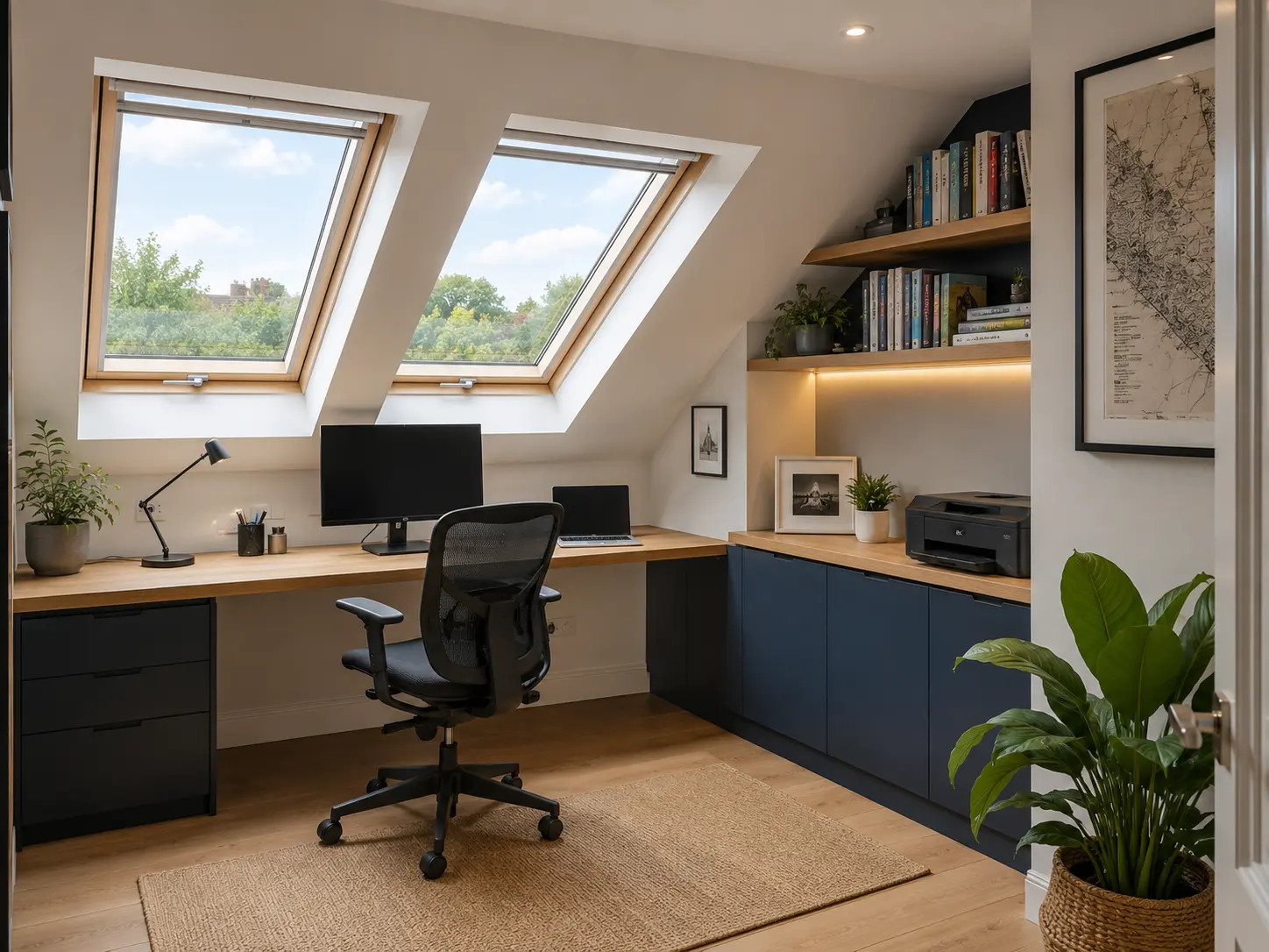 Velux loft conversion home office in Dulwich, South London