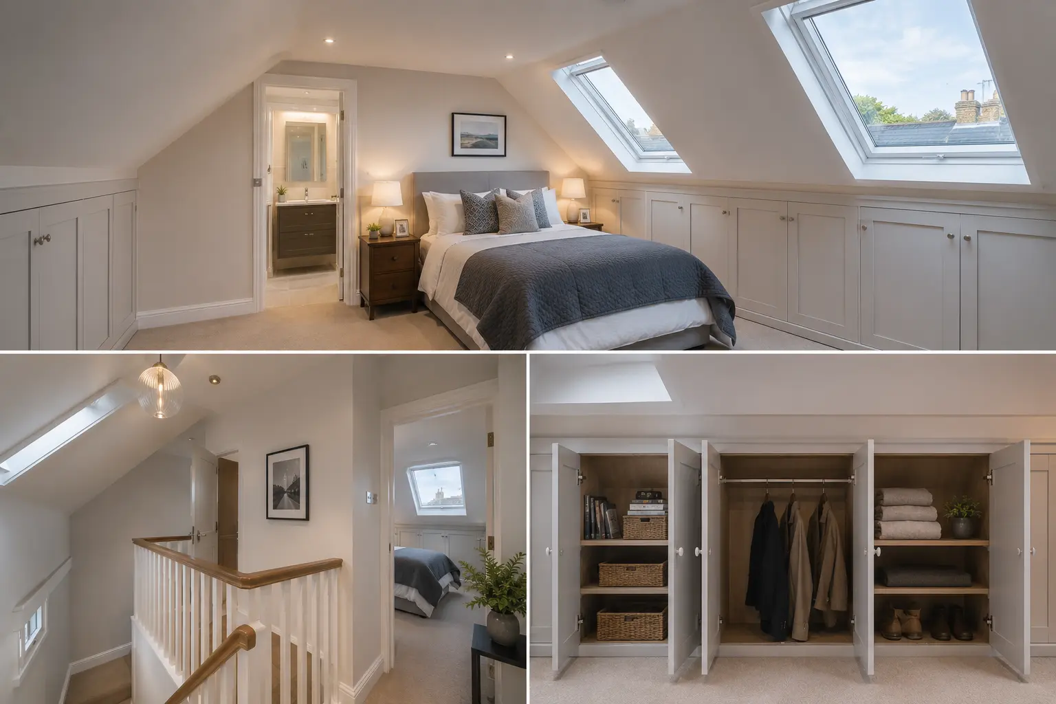 Attic loft conversion with eaves storage in Wimbledon property