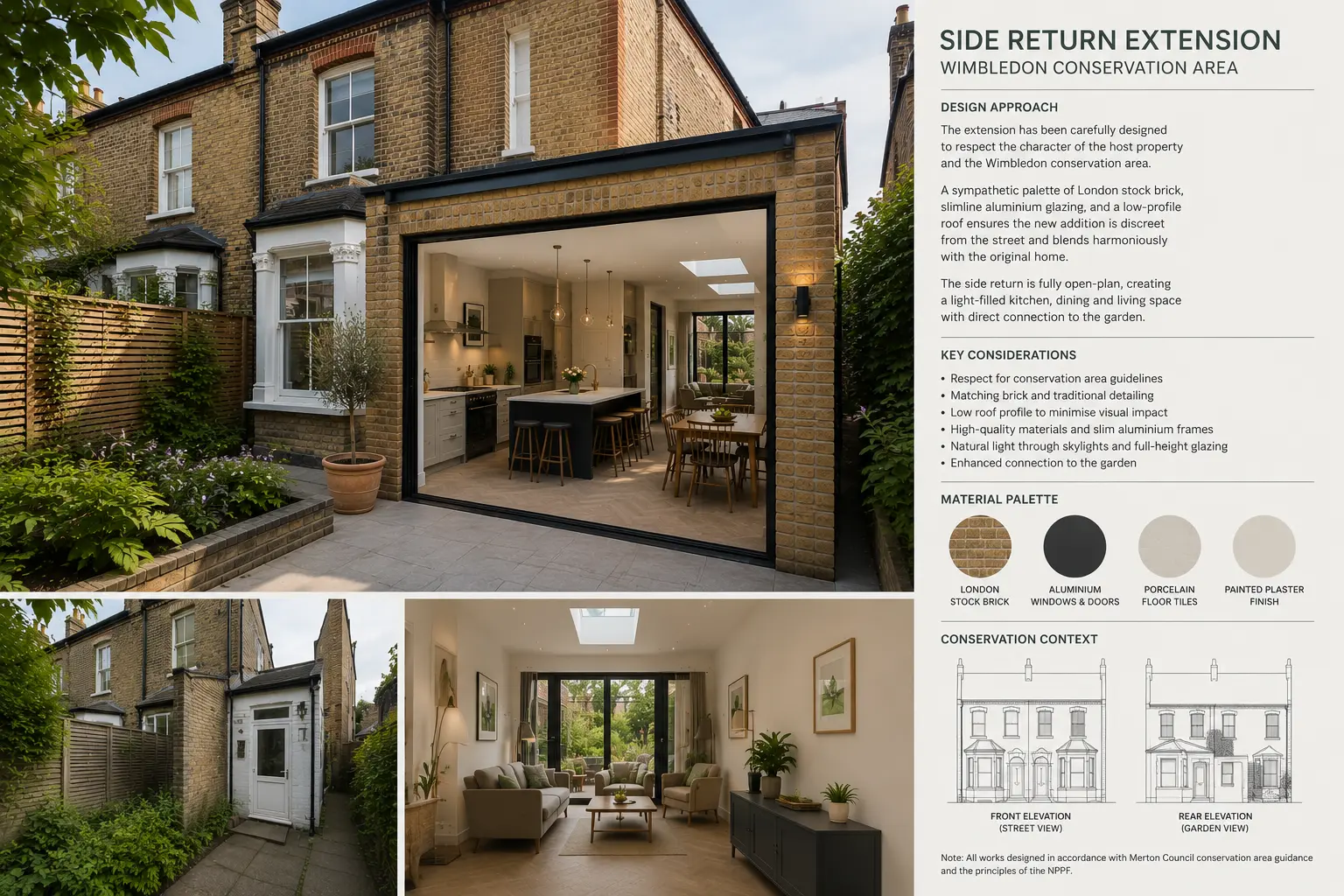 Side return extension designed for a conservation area property in Wimbledon