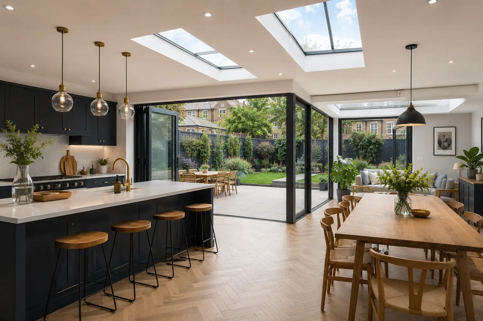 Wrap-around kitchen extension in Hammersmith, West London with open-plan kitchen diner